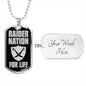Raider For Life Necklace Dog Tag Stainless Steel or 18k Gold 24" Chain-Express Your Love Gifts