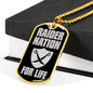 Raider For Life Necklace Dog Tag Stainless Steel or 18k Gold 24" Chain-Express Your Love Gifts