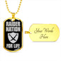 Raider For Life Necklace Dog Tag Stainless Steel or 18k Gold 24" Chain-Express Your Love Gifts