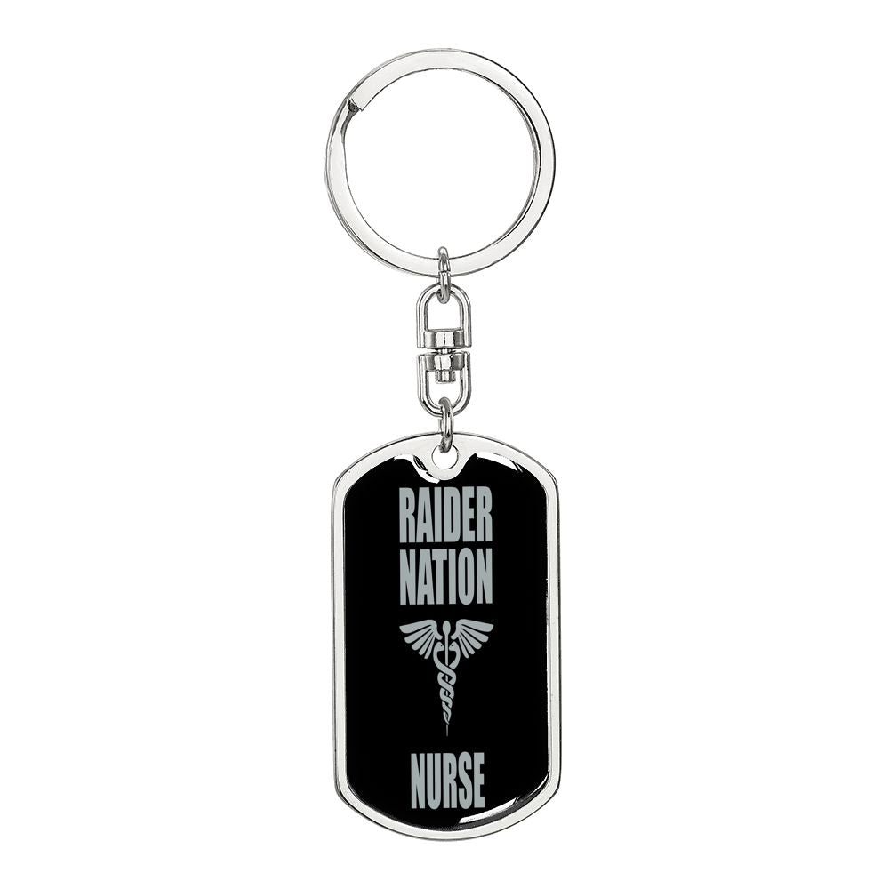Raider Nurse Swivel Keychain Dog Tag Stainless Steel or 18k Gold-Express Your Love Gifts