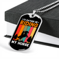 Rather Be Riding Horse Necklace Stainless Steel or 18k Gold Dog Tag 24" Chain-Express Your Love Gifts