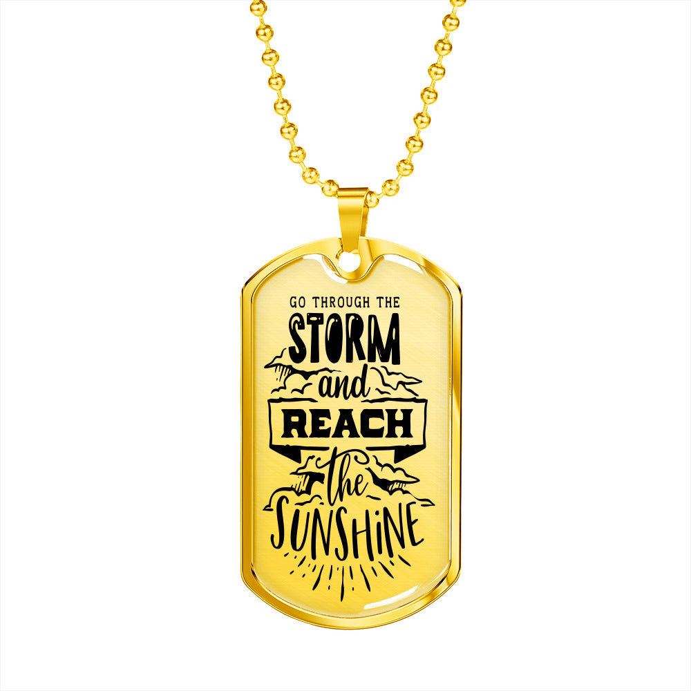 Reach The Sunshine Dog Tag Stainless Steel or 18k Gold 24" Ball Chain-Express Your Love Gifts