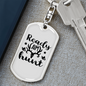 Ready Aim Hunt Keychain Stainless Steel or 18k Gold Dog Tag Keyring-Express Your Love Gifts