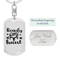 Ready Aim Hunt Keychain Stainless Steel or 18k Gold Dog Tag Keyring-Express Your Love Gifts