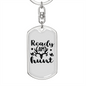 Ready Aim Hunt Keychain Stainless Steel or 18k Gold Dog Tag Keyring-Express Your Love Gifts