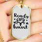 Ready Aim Hunt Necklace Stainless Steel or 18k Gold Dog Tag 24" Chain-Express Your Love Gifts