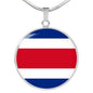 Ready Costa Rica Flag Necklace Costa Rica Flag Stainless Steel or 18k Gold 18-22"-Express Your Love Gifts