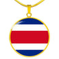 Ready Costa Rica Flag Necklace Costa Rica Flag Stainless Steel or 18k Gold 18-22"-Express Your Love Gifts