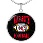 KC Football Black Circle Pendant Necklace Stainless Steel or 18k Gold 18-22"-Express Your Love Gifts