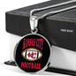 KC Football Black Circle Pendant Necklace Stainless Steel or 18k Gold 18-22"-Express Your Love Gifts