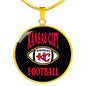 KC Football Black Circle Pendant Necklace Stainless Steel or 18k Gold 18-22"-Express Your Love Gifts