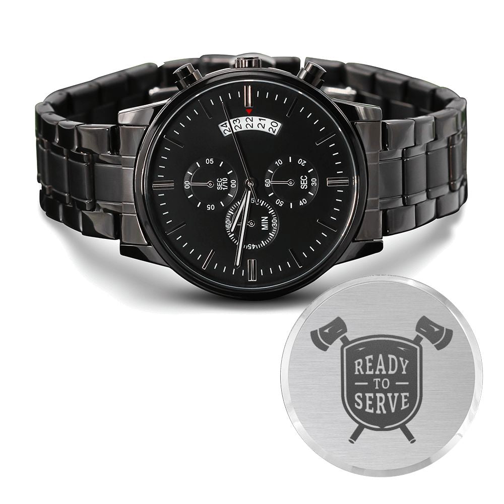 Ready To Serve Engraved Multifunction Analog Stainless Steel Chronograph Men's Watch W Copper Dial-Express Your Love Gifts