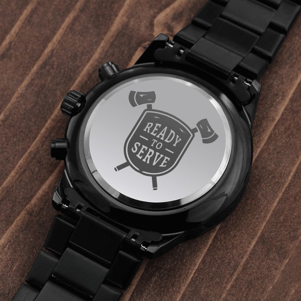 Ready To Serve Engraved Multifunction Analog Stainless Steel Chronograph Men's Watch W Copper Dial-Express Your Love Gifts