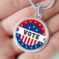 Ready Vote in Election Flag Circle Pendant Necklace Stainless Steel or 18k Gold 1822"-Express Your Love Gifts