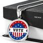 Ready Vote in Election Flag Circle Pendant Necklace Stainless Steel or 18k Gold 1822"-Express Your Love Gifts