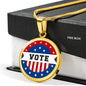Ready Vote in Election Flag Circle Pendant Necklace Stainless Steel or 18k Gold 1822"-Express Your Love Gifts
