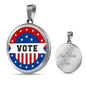 Ready Vote in Election Flag Circle Pendant Necklace Stainless Steel or 18k Gold 1822"-Express Your Love Gifts