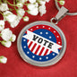 Ready Vote in Election Flag Circle Pendant Necklace Stainless Steel or 18k Gold 1822"-Express Your Love Gifts