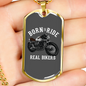 Real Bikers Biker Necklace Stainless Steel or 18k Gold Dog Tag 24"-Express Your Love Gifts