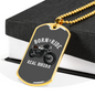 Real Bikers Biker Necklace Stainless Steel or 18k Gold Dog Tag 24"-Express Your Love Gifts