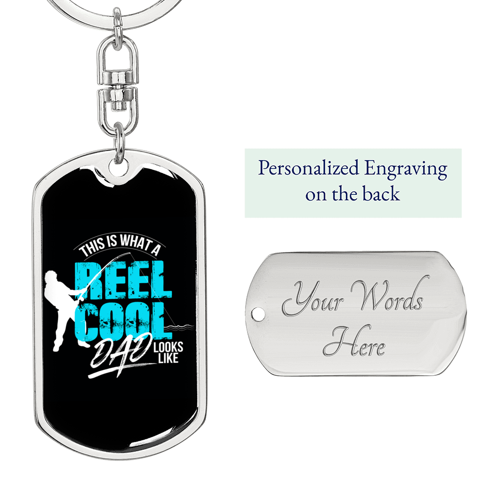 Real Cool Dad Looks Like Swivel Keychain Dog Tag Stainless Steel or 18k Gold-Express Your Love Gifts
