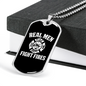 Real Men Fight Fires Necklace Stainless Steel or 18k Gold Dog Tag 24" Chain-Express Your Love Gifts