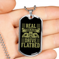 Real Truckers Drive Flatbed Dog Tag Stainless Steel or 18k Gold 24" Chain-Express Your Love Gifts