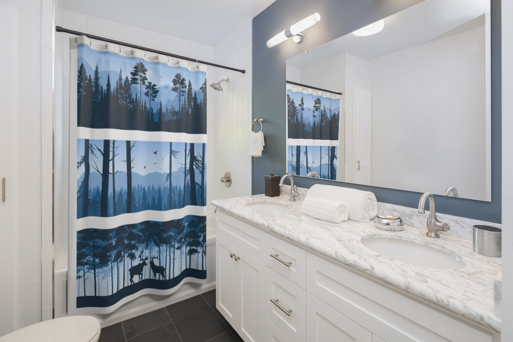 Realistic Forest Landscape Stylish Design 71" x 74" Elegant Waterproof Shower Curtain for a Spa-like Bathroom Paradise Exceptional Craftsmanship-Express Your Love Gifts