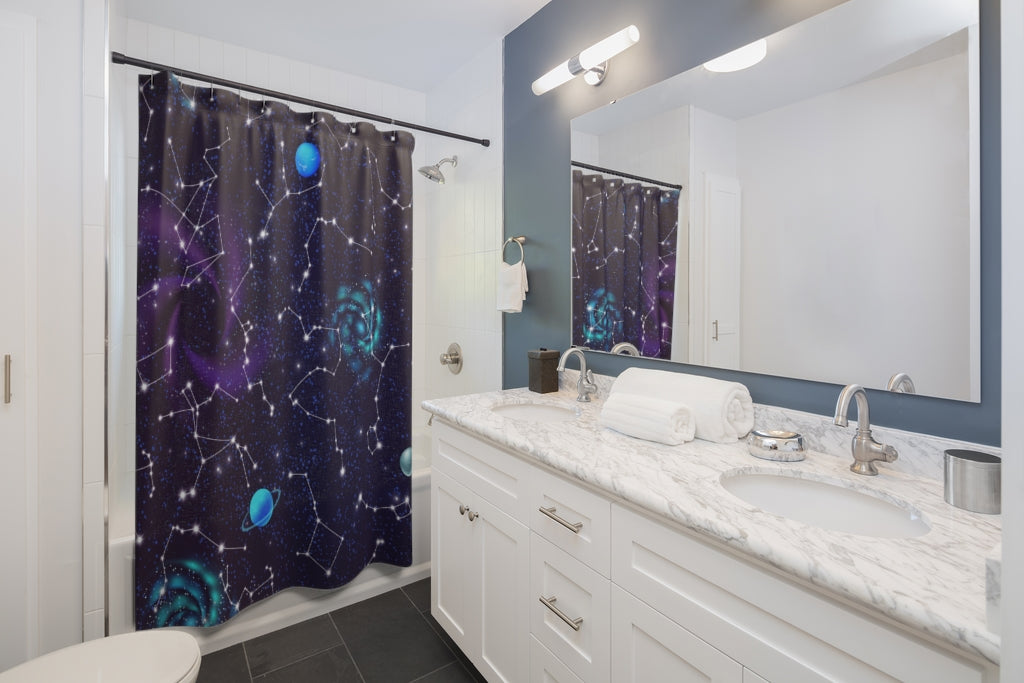 Realistic Night Sky Stylish Design 71" x 74" Elegant Waterproof Shower Curtain for a Spa-like Bathroom Paradise Exceptional Craftsmanship-Express Your Love Gifts