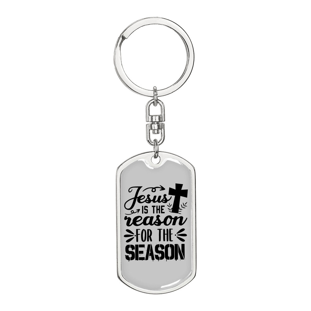 Reason For The Season Keychain Stainless Steel or 18k Gold Dog Tag Keyring-Express Your Love Gifts
