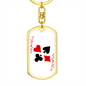 Red Joker Gambler Keychain Stainless Steel or 18k Gold Dog Tag Keyring-Express Your Love Gifts