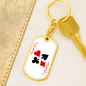 Red Joker Gambler Keychain Stainless Steel or 18k Gold Dog Tag Keyring-Express Your Love Gifts