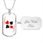 Red Joker Gambler Necklace Stainless Steel or 18k Gold Dog Tag 24" Chain-Express Your Love Gifts