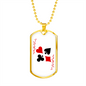 Red Joker Gambler Necklace Stainless Steel or 18k Gold Dog Tag 24" Chain-Express Your Love Gifts
