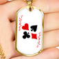 Red Joker Gambler Necklace Stainless Steel or 18k Gold Dog Tag 24" Chain-Express Your Love Gifts