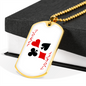 Red Joker Gambler Necklace Stainless Steel or 18k Gold Dog Tag 24" Chain-Express Your Love Gifts