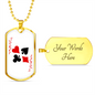 Red Joker Gambler Necklace Stainless Steel or 18k Gold Dog Tag 24" Chain-Express Your Love Gifts