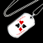 Red Joker Gambler Necklace Stainless Steel or 18k Gold Dog Tag 24" Chain-Express Your Love Gifts