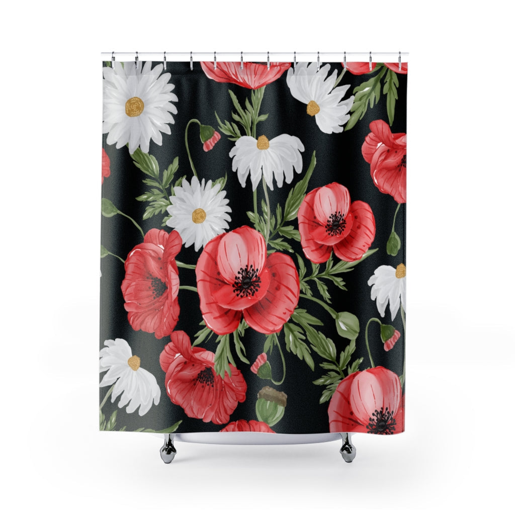 Red Poppy Flowers Stylish Design 71" x 74" Elegant Waterproof Shower Curtain for a Spa-like Bathroom Paradise Exceptional Craftsmanship-Express Your Love Gifts