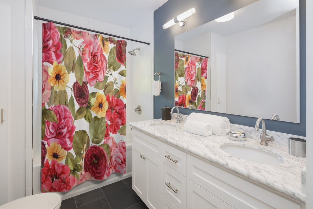 Red Rose Stylish Design 71" x 74" Elegant Waterproof Shower Curtain for a Spa-like Bathroom Paradise Exceptional Craftsmanship-Express Your Love Gifts