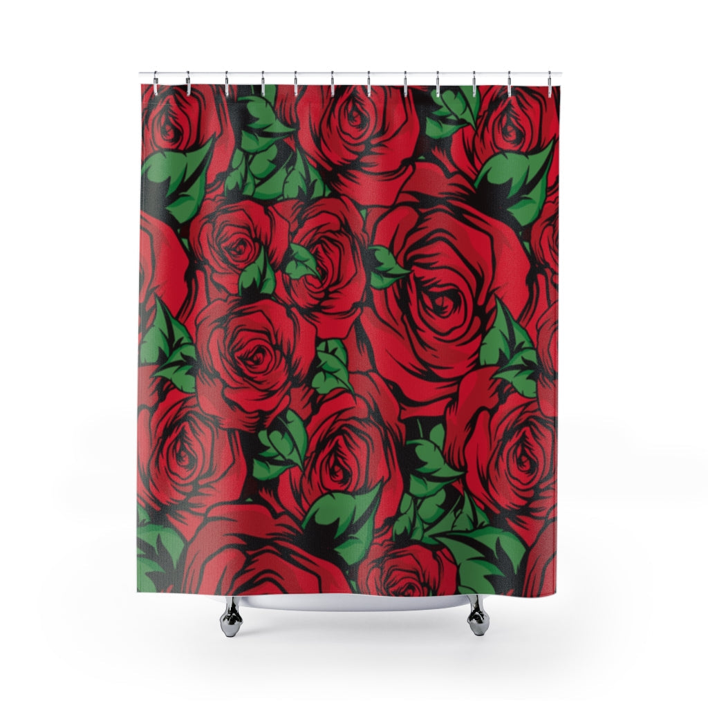 Red Roses Stylish Design 71" x 74" Elegant Waterproof Shower Curtain for a Spa-like Bathroom Paradise Exceptional Craftsmanship-Express Your Love Gifts
