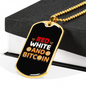 Red White and Bitcoin Crypto Necklace Stainless Steel or 18k Gold Dog Tag 24" Chain-Express Your Love Gifts