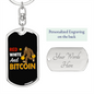 Red White and Bitcoin Gorilla Crypto Keychain Stainless Steel or 18k Gold Dog Tag Keyring-Express Your Love Gifts