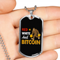 Red White and Bitcoin Gorilla Crypto Necklace Stainless Steel or 18k Gold Dog Tag 24" Chain-Express Your Love Gifts