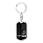 Reel Cool Dad Black Fishing Keychain Stainless Steel or 18k Gold Dog Tag Keyring-Express Your Love Gifts
