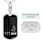 Reel Cool Dad Black Fishing Keychain Stainless Steel or 18k Gold Dog Tag Keyring-Express Your Love Gifts