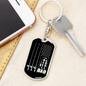Reel Cool Dad Black Fishing Keychain Stainless Steel or 18k Gold Dog Tag Keyring-Express Your Love Gifts
