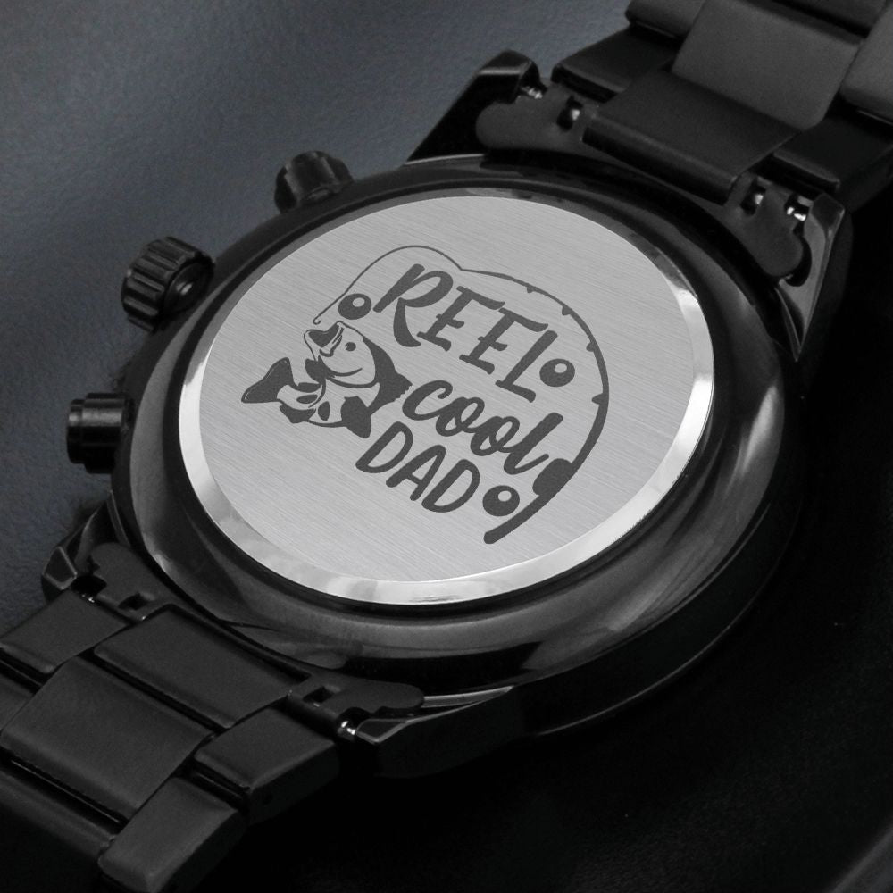 Reel Cool Dad Engraved Multifunction Fishing Men's Watch Stainless Steel Chronograph W Copper Dial-Express Your Love Gifts