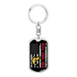 Reel Cool Dad Fish & Flag Fishing Keychain Stainless Steel or 18k Gold Dog Tag Keyring-Express Your Love Gifts