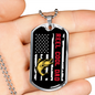 Reel Cool Dad Fish & Flag Fishing Necklace Stainless Steel or 18k Gold Dog Tag 24" Chain-Express Your Love Gifts